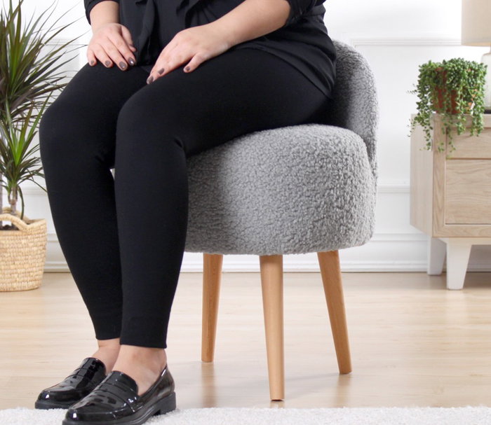 Atelier Del Sofa Puff de Piel Sintética Gris